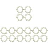 16 Pcs Pearl Headband Cuff Bangle Bracelets for Women Beaded Teen Girls Hair Tie Ponytail Holders Thick Ties Rope Miss