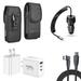 Travel Bundle for Samsung Galaxy S24 Ultra Belt Holster Clip Carrying Pouch Case Tempered Glass Screen Protector 40W Car Charger Power Adapter 3-Port Wall Charger USB C to USB C Cable (Black)