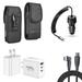 Travel Bundle for Samsung Galaxy S24+ Plus Belt Holster Clip Carrying Pouch Case Tempered Glass Screen Protector 40W Car Charger Power Adapter 3-Port Wall Charger USB C to USB C Cable (Black)