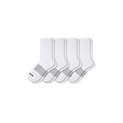 Women's Solids Half Calf Sock 4-Pack - White - Small - Cotton Blend - Bombas