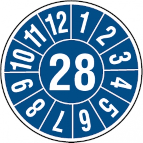 Dreifke® Prüfplakette, ab 28 blau/weiß - 40 mm Folie selbstklebend, 10 St Image