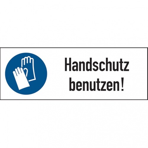Dreifke® Aufkleber | Kombi-Gebotsschild, Handschutz benutzen, 74 x 210 m - 210x74 mm Folie selbstklebend Image