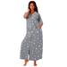 Plus Size Women's Long French Terry Zip-Front Robe by Dreams & Co. in Heather Grey Stars (Size 5X)