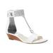 Michael Kors Shoes | Michael Kors Celena Studded Ankle Strap Back Zip Wedge Sandal White 6.5/7.5 New | Color: Silver/White | Size: Various