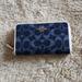 Coach Bags | Gorgeous Coach Denim And Leather 3/4 Zippered Signature Wallet | Color: Blue/White | Size: Os