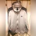 Adidas Jackets & Coats | Adidas Track Jacket Mens Size Large Light Grey/ Black Stripes Hoodie Climawarm | Color: Black/Gray | Size: L
