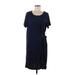 Ellos Casual Dress - Shift Scoop Neck Short sleeves: Blue Solid Dresses - Women's Size Medium