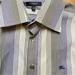 Burberry Shirts | Burberry French Cuff Shirt 100% Cotton Blue Green Striped Size 16/41 | Color: Blue/Green | Size: 16