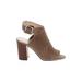 Nine West Heels: Tan Solid Shoes - Women's Size 8 1/2 - Peep Toe