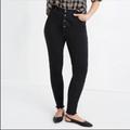 Madewell Jeans | Madewell Black Jeans 10” High Rise Skinny Nwt Factory Fade Grey Stretch | Color: Black | Size: 24plus