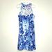 Lilly Pulitzer Dresses | Lilly Pulitzer Girls Coastal Blue Floral Pearl Soft Halter Shift Dress Size 10 | Color: Blue/White | Size: 10g