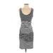 Nicole Miller Cocktail Dress - Sheath Scoop Neck Sleeveless: Gray Stripes Dresses - Women's Size Small