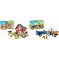 PLAYMOBIL Country 71248 Bauernhaus mit Wohn- und Schlafbereichen & Country 71249 Traktor mit Hänger inkl. Transportboxen