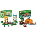 LEGO 21249 Minecraft Die Crafting Box 4.0, 2in1-Set zum Bauen & 21248 Minecraft Die Kürbisfarm Set, baubares Spielzeug-Haus mit Frosch, Boot