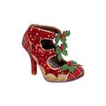 Irregular Choice Holly Jolly Womens Shoes High Heels Festive Berries Christmas Party Tartan Glitter Sequins 4 Red