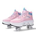 Unisex Roller Shoes Casual Sneakers Walk Skates Child Runaway Skates Four-Wheeled Deform Wheel Skate Suitable For Beginners,37