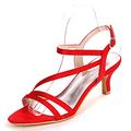 Satin Wedding Shoes Open Toe Buckle Bridal Shoes Women Mary Jane Low Heels Pumps Wedding Dress Shoes Red