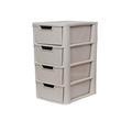 Large Rattan Effect 4 Drawer Storage Tower Unit - Home Office Garage Storage School Multi-Purpose Modular Storage Cabinet Chest Drawer Tower Organizer Mushroom Colour - 80cm (H) x 39cm (D) x 39cm (W)