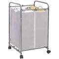 STORAGE MANIAC Laundry Sorter 2 Section, 90 L Laundry Hamper with Wheels, Laundry Basket Sorter, Laundry Separator Hamper, Laundry Organizer, 2 Bag Laundry Cart with Wheels and Removable Bags, Grey