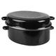 16" Enameled Roasting Pan with Lid, by Home Basics (Black) | Turkey Roasting Pan | Carbon Steel Large Turkey Roasting Pan | for Turkey, Stew, and Pot Roast