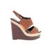 Jessica Simpson Wedges: Slingback Platform Boho Chic Brown Print Shoes - Women's Size 6 - Peep Toe