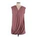 Naked Zebra Casual Dress - Shift V-Neck Sleeveless: Burgundy Solid Dresses - Women's Size Medium