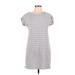 Lou & Grey Casual Dress - Mini Crew Neck Short sleeves: Gray Print Dresses - Women's Size Medium