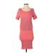 FP BEACH Casual Dress Scoop Neck Short sleeves: Pink Solid Dresses - Women's Size Small