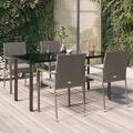 Hokku Designs Patio Dining Set Outdoor Rattan Wicker Table & Chair Set for Porch Glass in Gray | 63 W x 31.5 D in | Wayfair