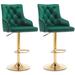 Mercer41 Darnella Swivel Upholstery Adjustable Height Bar Stool Bar Stools Upholstered/Velvet/Metal in Green | 21.3 W x 21.3 D in | Wayfair