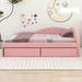 Red Barrel Studio® Wavie PU Tufted Daybed w/ Two Drawers & Cloud Shaped Guardrail Upholstered/Faux in Pink/Gray | 27.8 H x 57 W x 79 D in | Wayfair