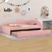 Red Barrel Studio® Weta Twin Size PU Tufted Daybed w/ Trundle & Cloud Shaped Guardrail Upholstered/Faux leather in Pink | Wayfair