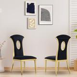 Rosdorf Park Kipten Metal Side Chair Dining Chair Upholstered/Velvet/Metal in Black | 42.5 H x 20.5 W x 18.1 D in | Wayfair