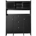 Latitude Run® Modern Contemporary Shoe Cabinet w/ Open Storage Platform & 3 Flip Drawers Wood in Black/Brown | 82.07 H x 55.07 W x 7.17 D in | Wayfair