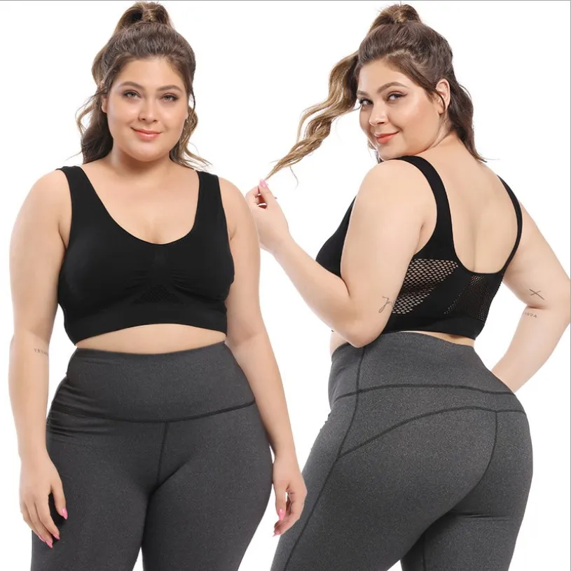 Grande taille MM yoga course sous-vêtements de sport sans anneau en acier maille creuse trous respirants soutien-gorge de sport nouveaux sous-vêtements pour dames