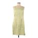 Sigrid Olsen Cocktail Dress - Mini Scoop Neck Sleeveless: Green Print Dresses - Women's Size 8