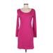 Old Navy Casual Dress - Sheath Scoop Neck Long sleeves: Pink Solid Dresses - Women's Size Medium