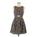 Topshop Casual Dress - A-Line Crew Neck Sleeveless: Brown Dresses - Women's Size 6