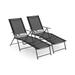 Costway 2 Piece Patio Folding Chaise Lounge Chairs Recliner with 6-Level Backrest-Black