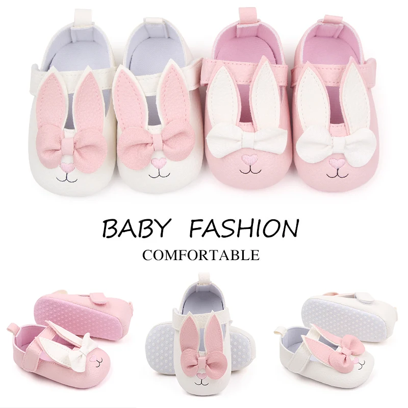 Babys chuhe niedlichen Hasen ohr Cartoon Design Baby Mary Jane Wanderschuhe für 0-18m Kleinkind weiche Pu hochwertige Baumwoll sohle Image