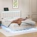 White Full Size Modern Upholstered Floating Platform Bed With Usb Charging And Multifunction Led Lights, Hidden Bed Foot Design