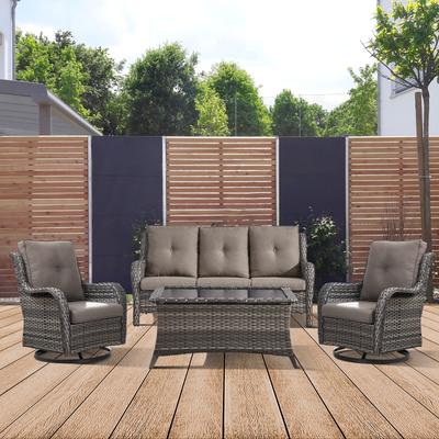 Gymojoy 4-Piece Patio Sofa with Swivel Glider Chair Set