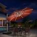 PURPLE LEAF 11ft Round Solar Powered LED Patio Umbrella Outdoor Large Cantilever Umbrella for Garden Deck Pool Patio Brick Red