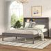 Antique Gray Modern Rustic Platform Bed With Socket And Usb Interface, Storage Headboard, Sturdy Wood Frame, Easy Assembly