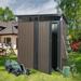 5 x 3 FT Outdoor Storage Shed Metal Garden Tool Shed with Lockable Door Outside Sheds & Storage Galvanized Steel Brown