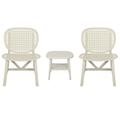 3 Pieces Outdoor Hollow Design Retro Table Chairs Set Patio Table with Open Shelf and Lounge Chairs with Widened Seat All Weather Conversation Bistro Set for Balcony Garden Yard White