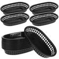 12 Pcs Fast Food Baskets Oval-Shaped Plastic Food Service Trays for Restaurant Kitchen Barbecues Picnics Parties