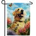 America Forever Spring Summer Golden Retriever Dog Garden Flag 12.5 x18 inch Double Sided Puppy Golden Retriever Floral Spring Garden Flag for Outdoor Dog Flag Yard Decoration