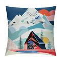 GOSMITH Throw Pillows Cover Country ICY Winter Mountains Ski Equipment Snow Sports Recreation Vintage Cross Panorama Alpine Alps Cushion Case for Fall Home Decor