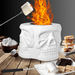 Table Top Firepit Indoor outdoor fire pit 4-Faces Skull firepit tabletop 6-inch Housewarming Gift 2-Forks Smores Fire Pit Table top birthday gifts desk mini fireplace (DELYGA White Edition)